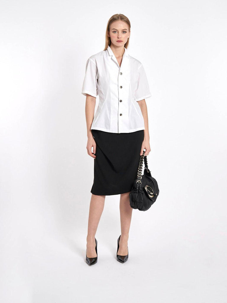 Short sleeves white Y2K Gothic by Yohji Yamamoto blouse W22031729  Yohji Yamamoto 