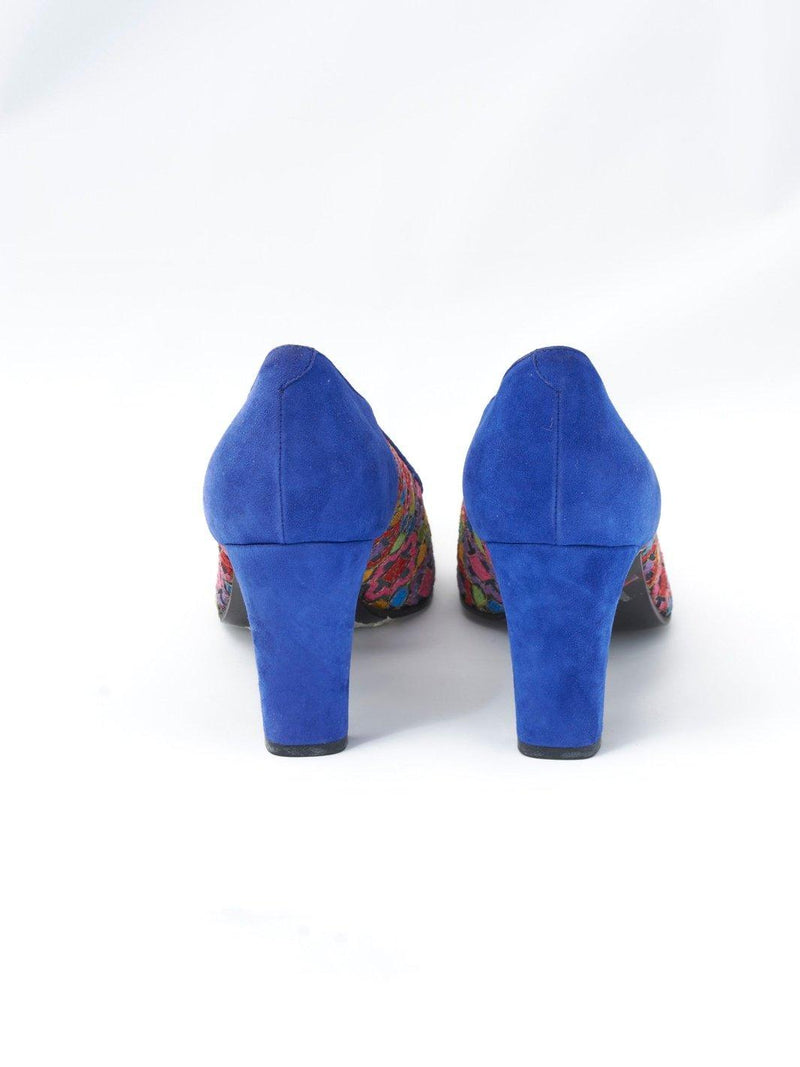 1980s René Caovilla pumps in blue sued and openwork fabric W22051914  Caovilla 