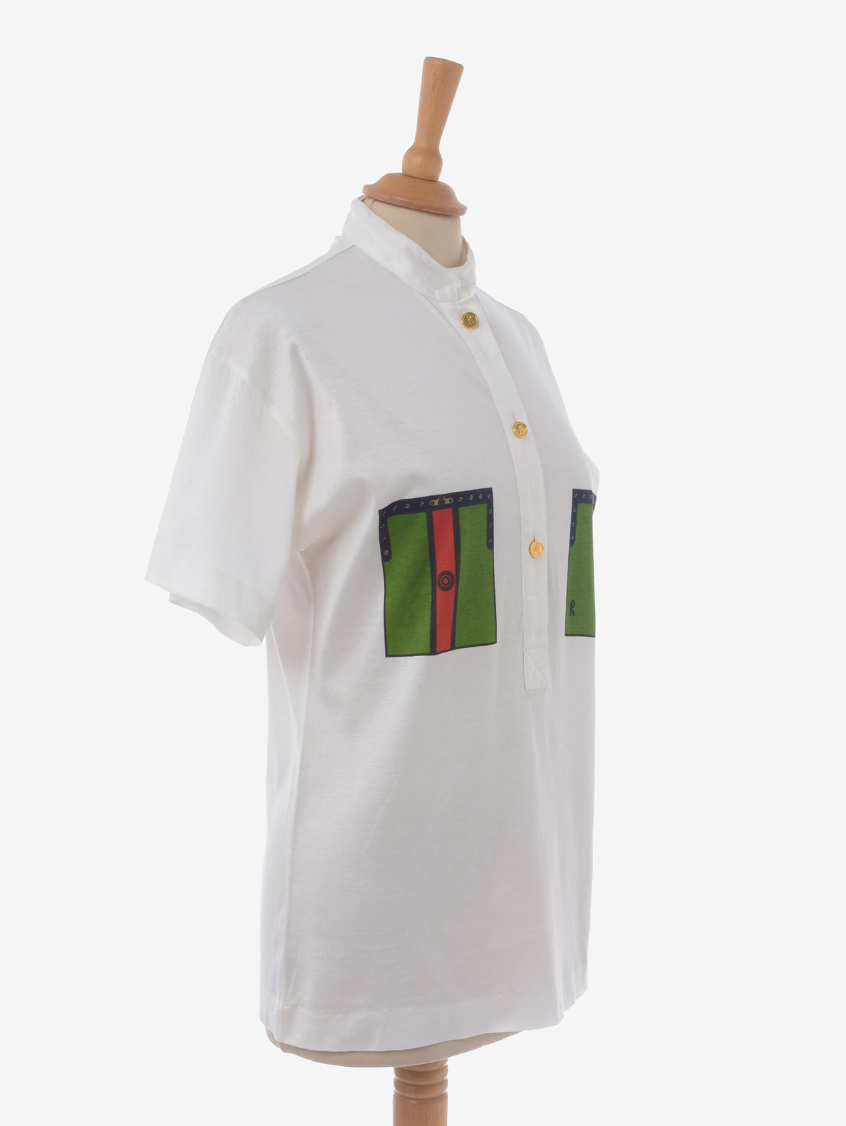 Roberta Di Camerino White Polo Shirt With Printed Pocket W130524.8  Roberta di Camerino 