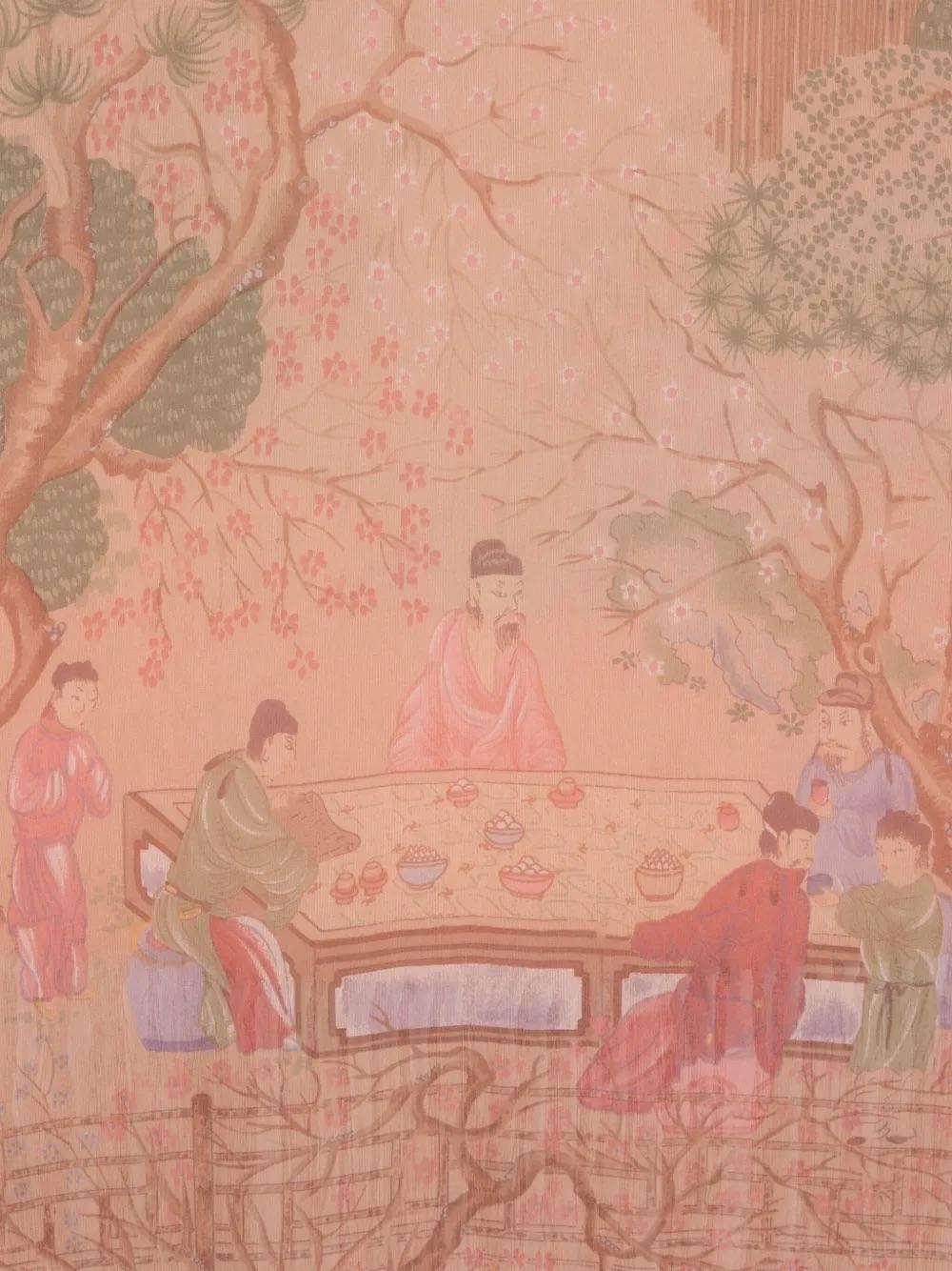 Gianfranco Ferré motif-print fringed silk scarf WCV2410100  Gianfranco Ferré 