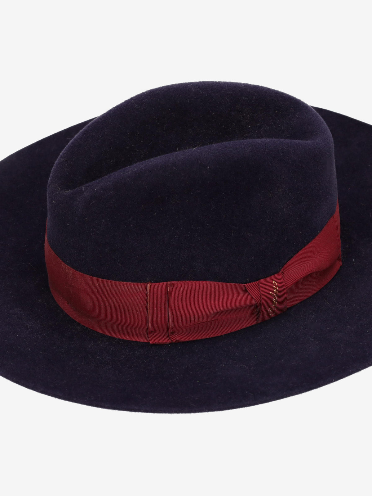Borsalino Wide-Brim Fedora Hat with Burgundy Grosgrain Ribbon W27526.151  Borsalino 