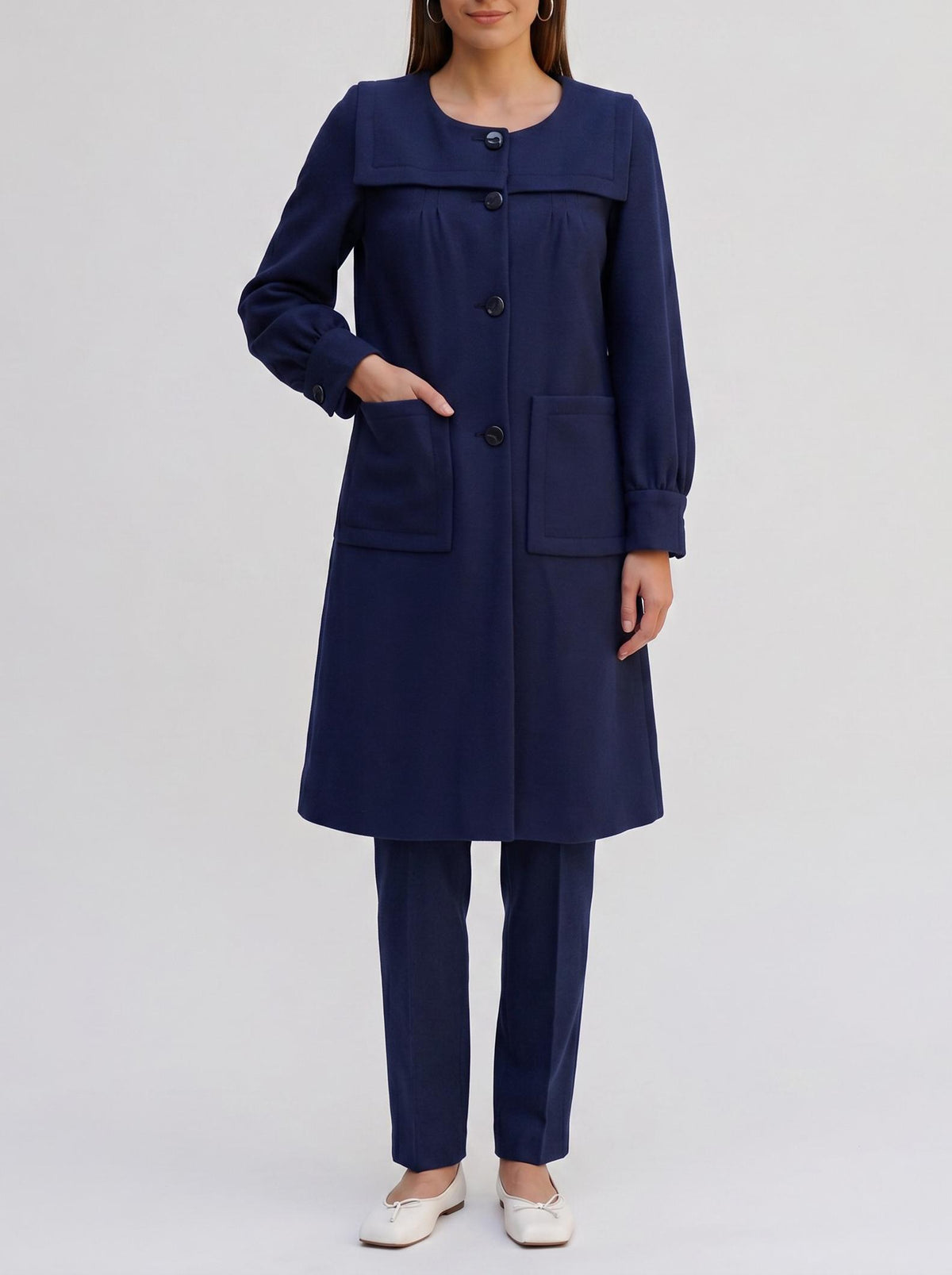 Sonia Rykiel Wool Coat with Naval-Inspired Design MR081025.46  Sonia Rykiel 
