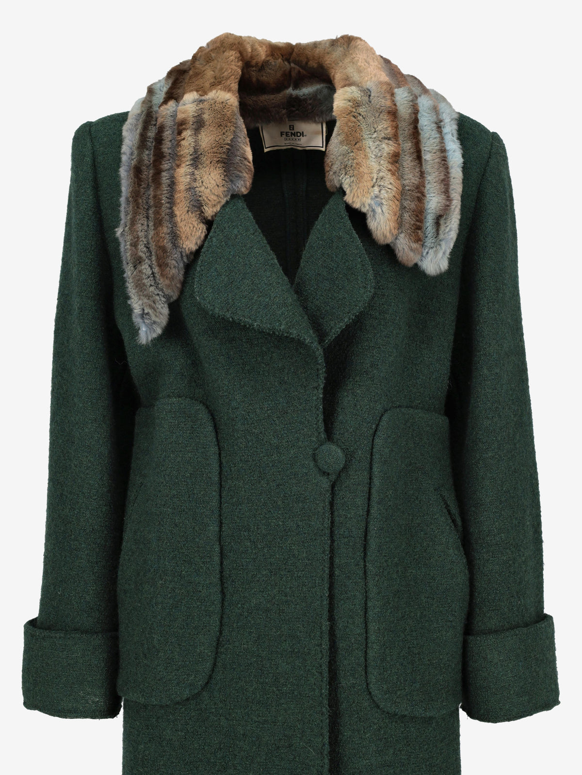 Fendi Heavy Wool Coat with Rabbit Fur Collar W27526.165  Fendi 