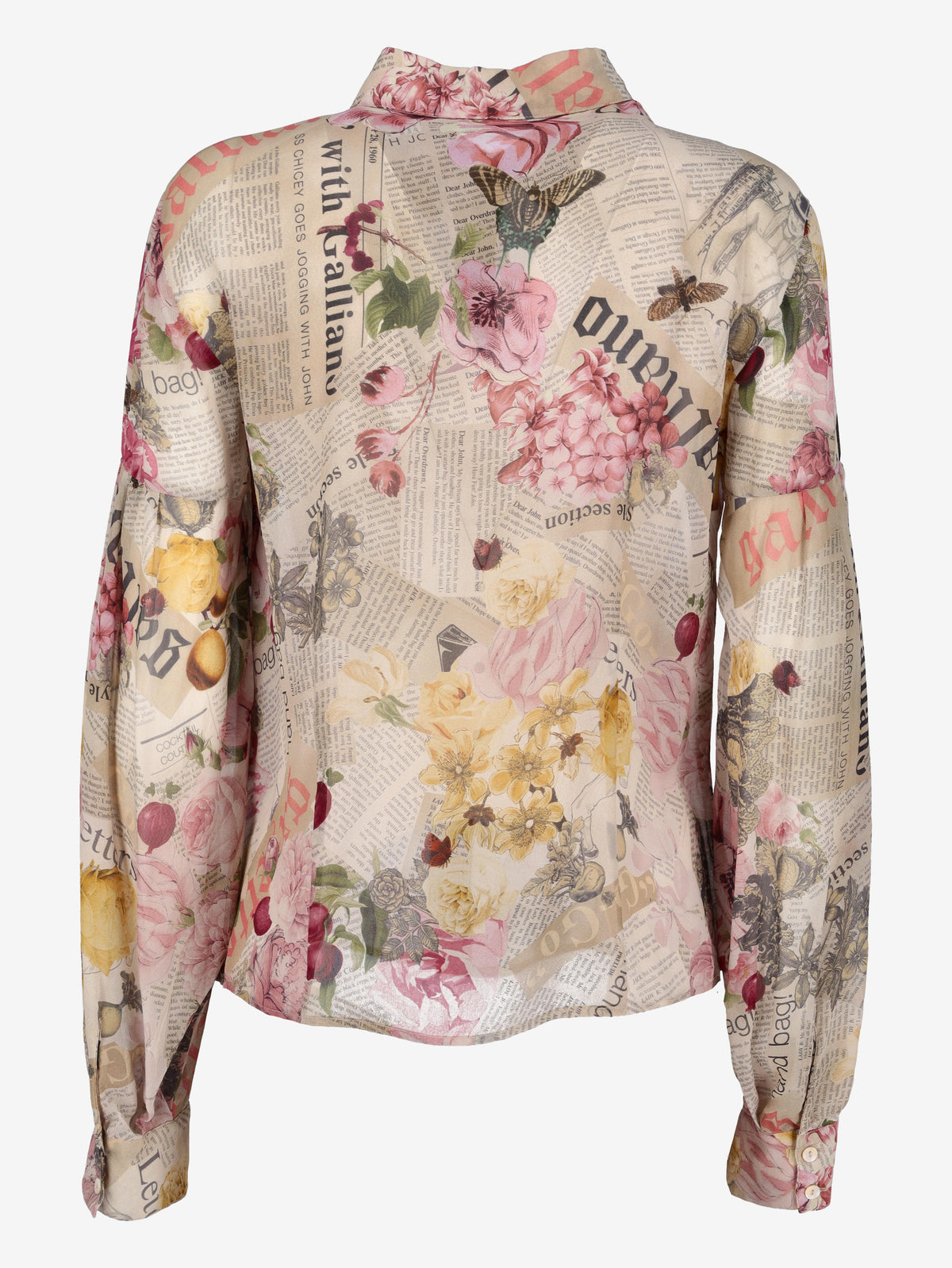 John Galliano Silk Shirt with Newspaper Print W7426.6  Galliano 