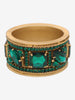 Gianfranco Ferré Gold Maxi Bracelet With Green Rhinestones