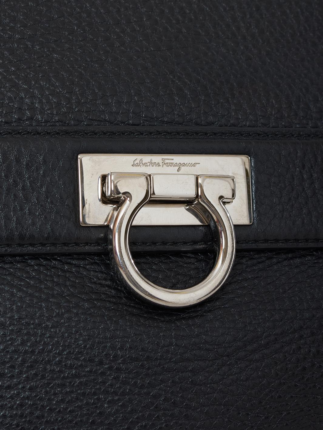 Salvatore Ferragamo Black grained leather bag