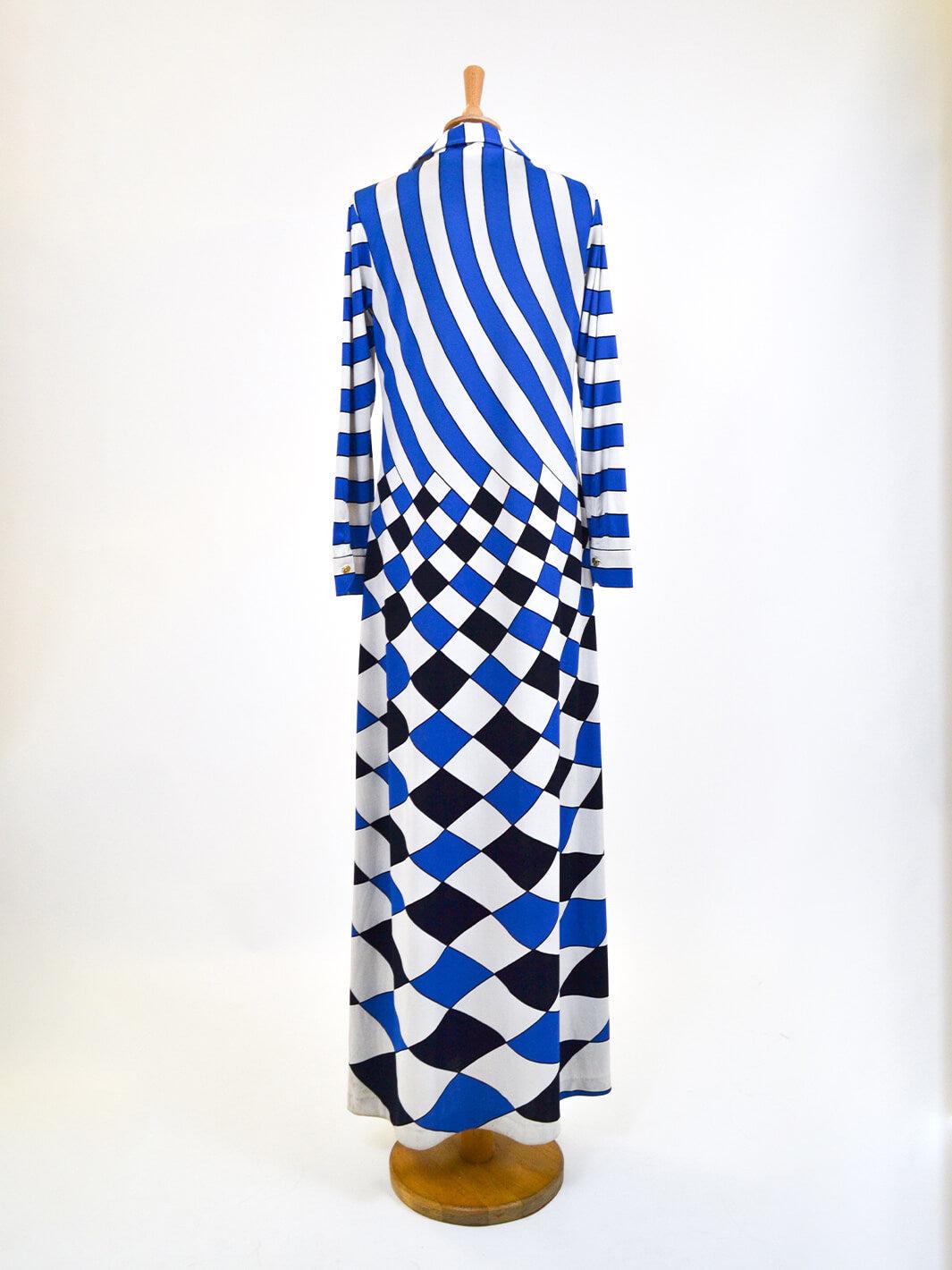 Roberta di Camerino blue and white dress, 70s W22040512  Roberta di Camerino 
