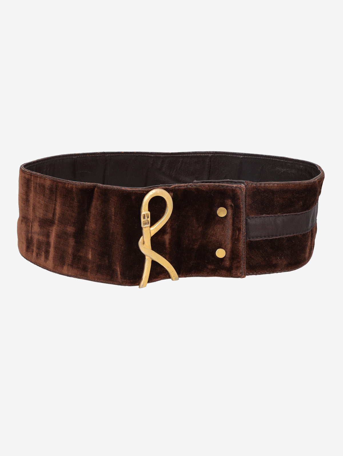Roberta di Camerino Logo Belt in Leather and Velvet-Effect Fabric W27526.134  Roberta di Camerino 