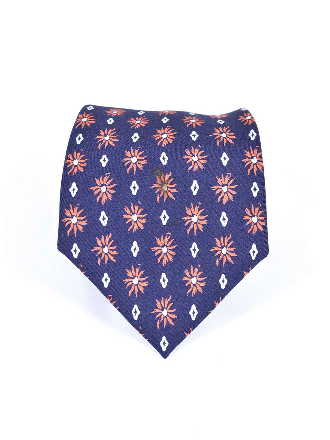Y2K blue silk Herno tie with geometric pattern W22050607  Herno 