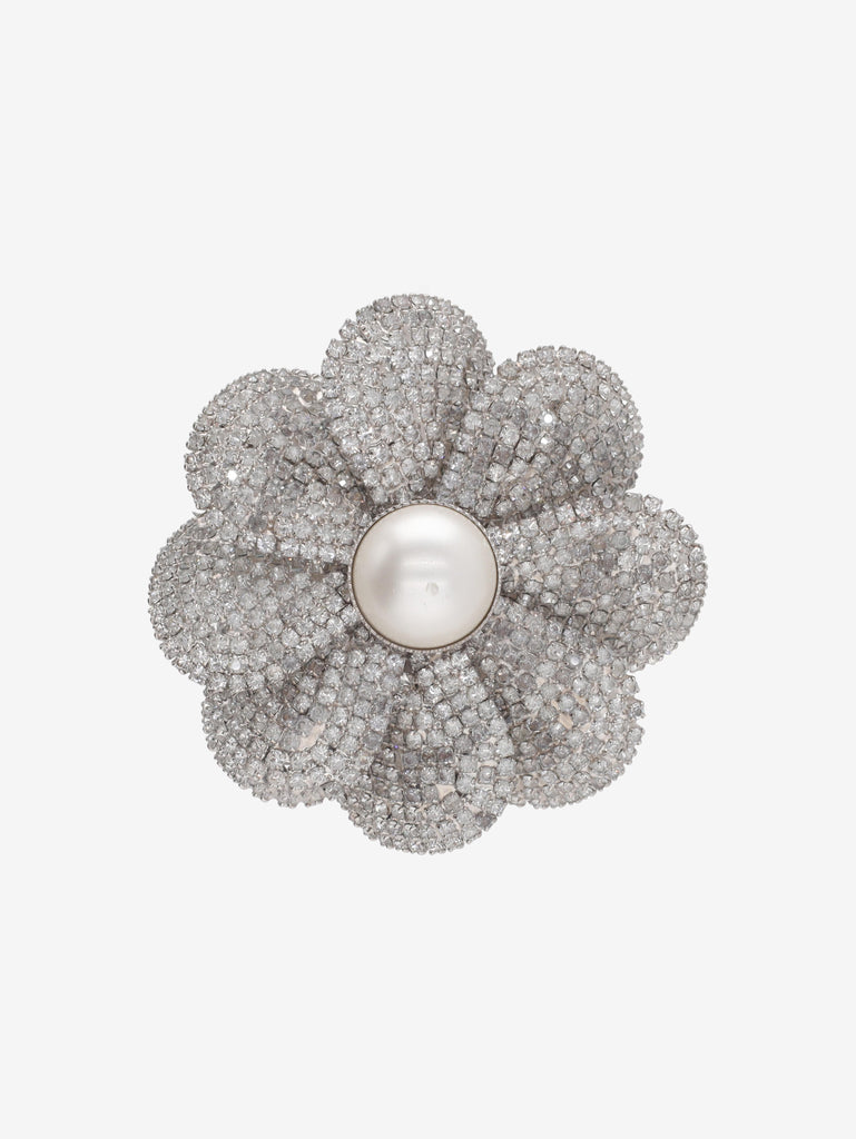 Miu Miu Crystal and Faux Pearl Flower Brooch W13426.87  Miu Miu 