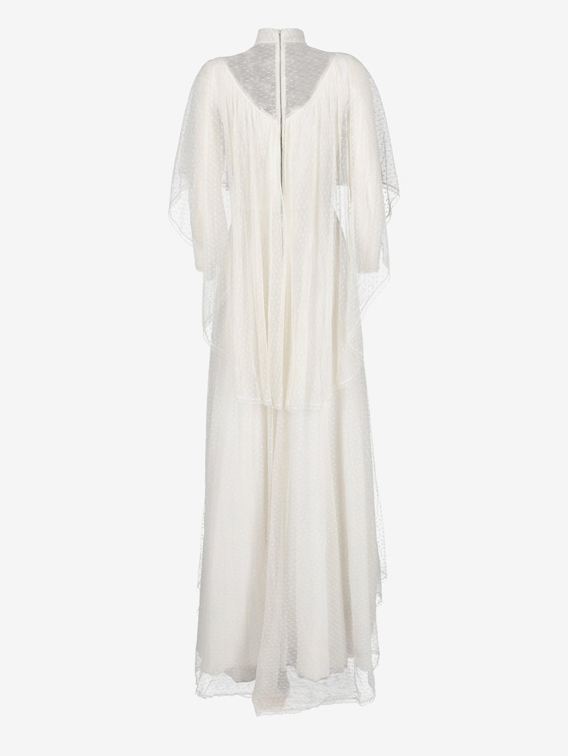 Vintage Tulle Wedding Dress with Polka Dot Embroidery and Cape Detail W240426.3  Vintage 