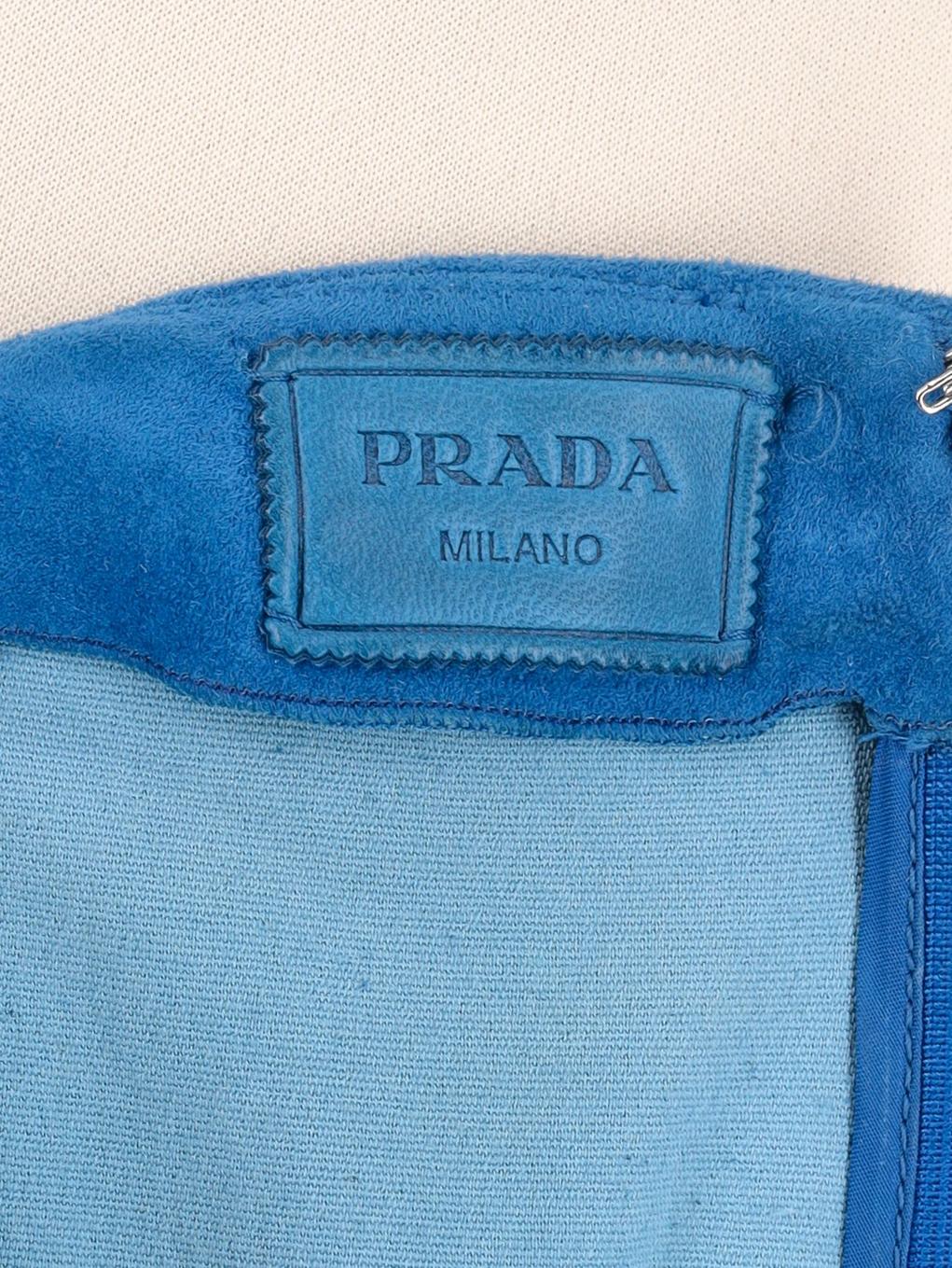 Prada Roundneck Dress in Blue Suede WCV161224_66  Prada 