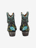 Cowboy Ankle Boots in Black Leather with Embroidered Flowers W7426.64  Vintage 
