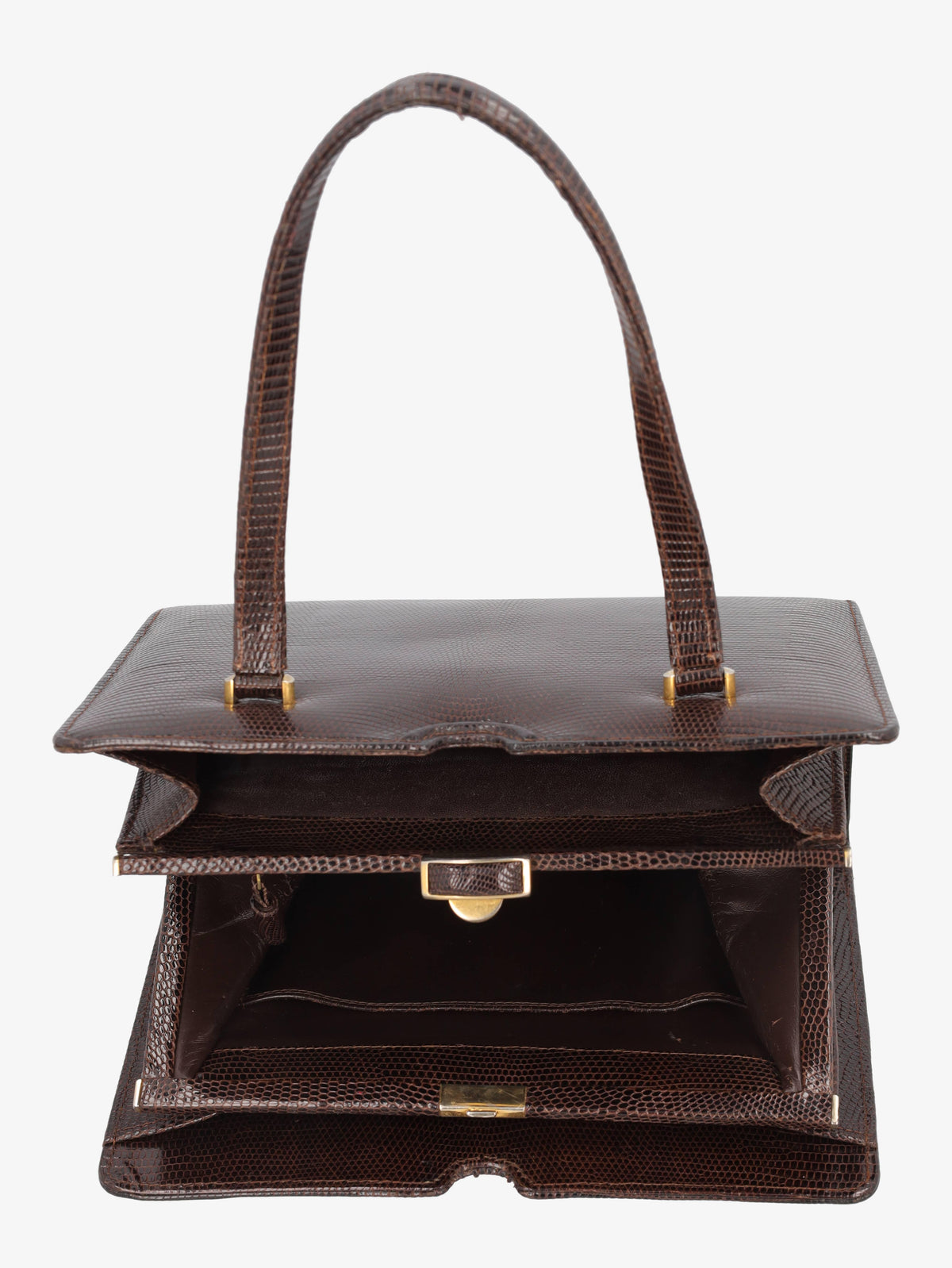 Vintage Brown Lizard Leather Handbag WCV300625.35  Vintage 