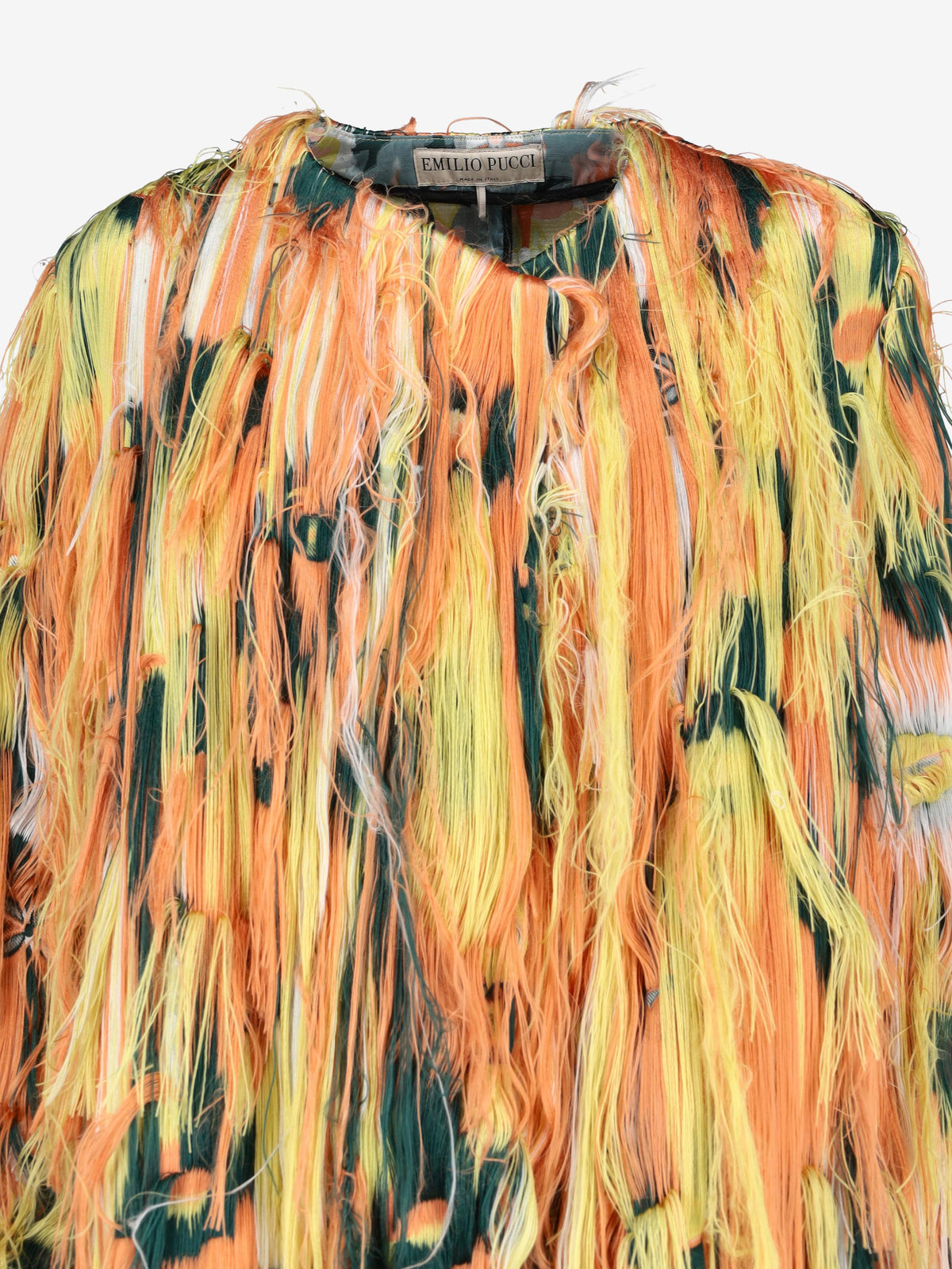 Emilio Pucci Multicolor Fringe Brocade Coat CVM26.6.75  Emilio Pucci 