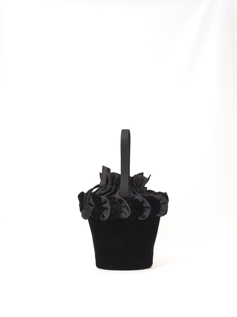 Black velvet bucket bag W22090901  Vintage 