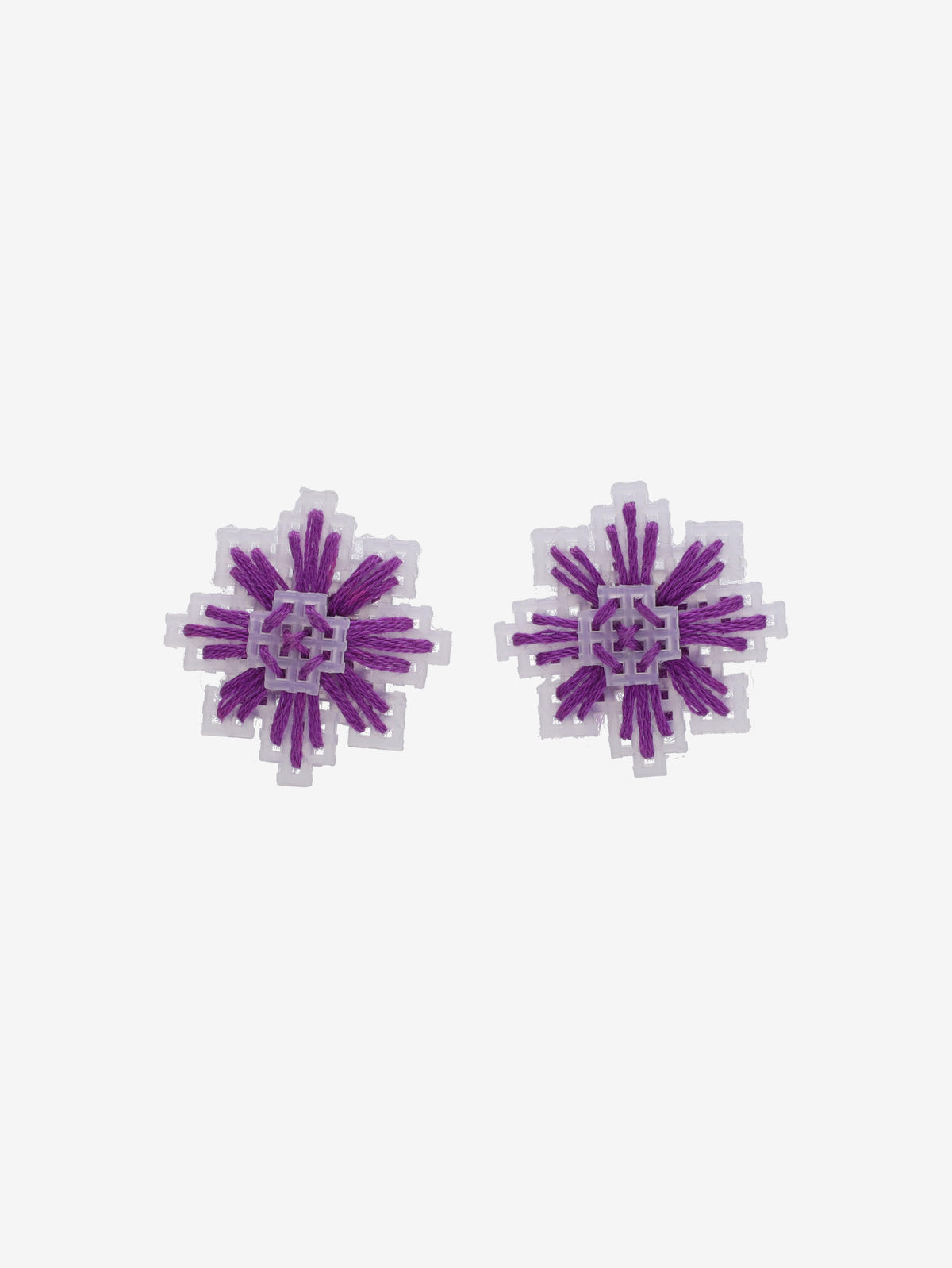 Vintage Geometric Square Earrings with Woven Purple Thread W13426.7  Vintage 