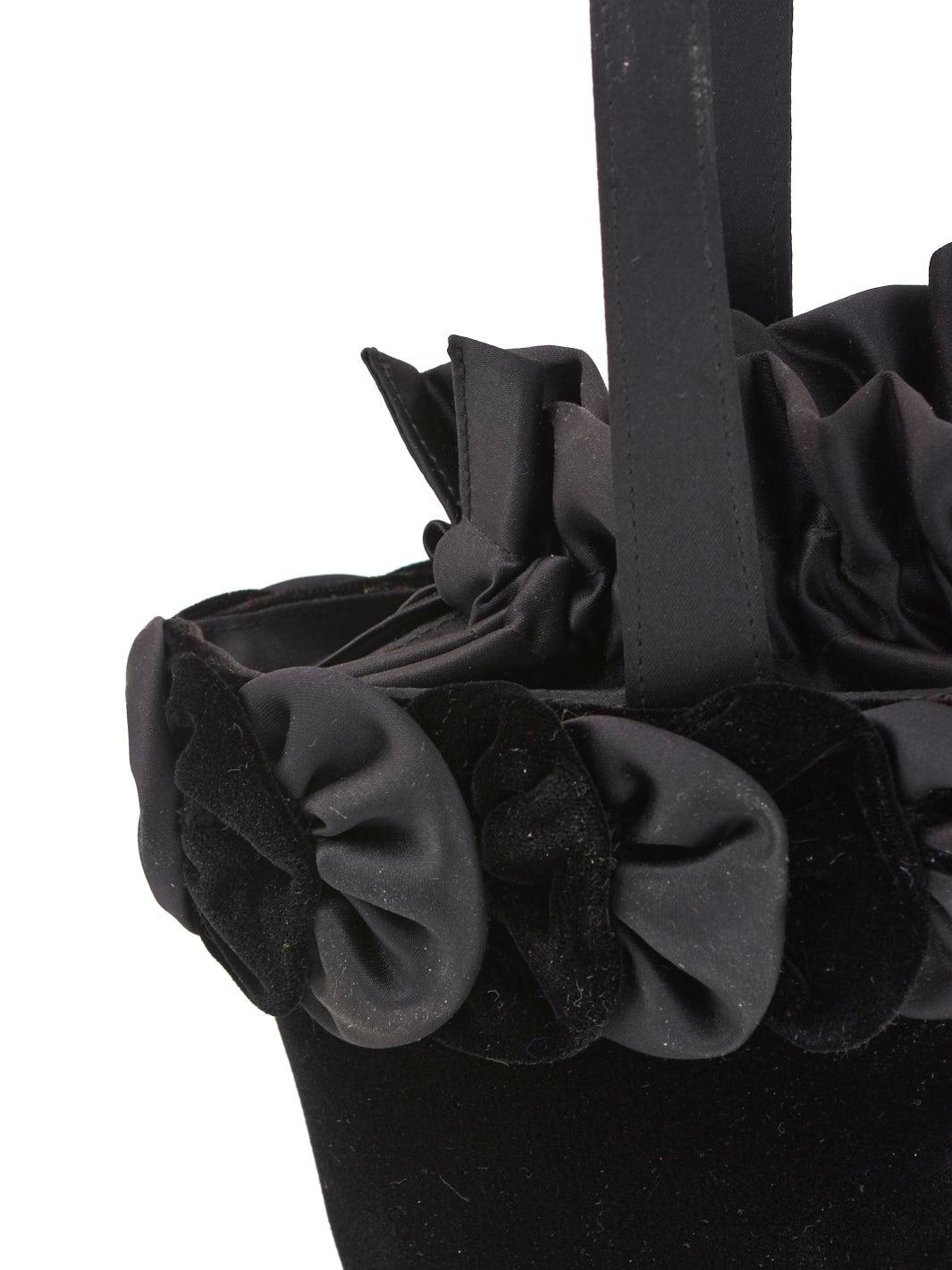 Black velvet bucket bag W22090901  Vintage 