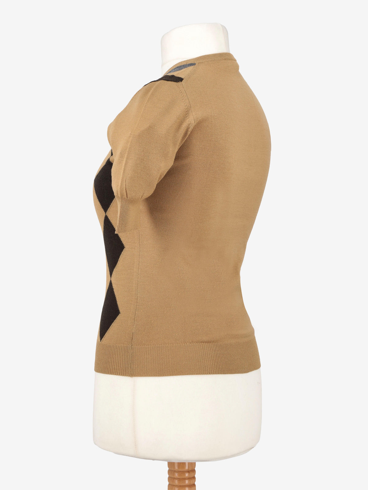 Prada Short-Sleeved Wool Argyle Sweater W02122025.1  Prada 