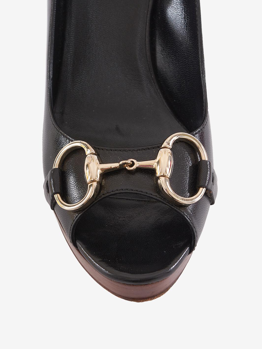 Gucci 厚底高跟鞋 黑色皮革