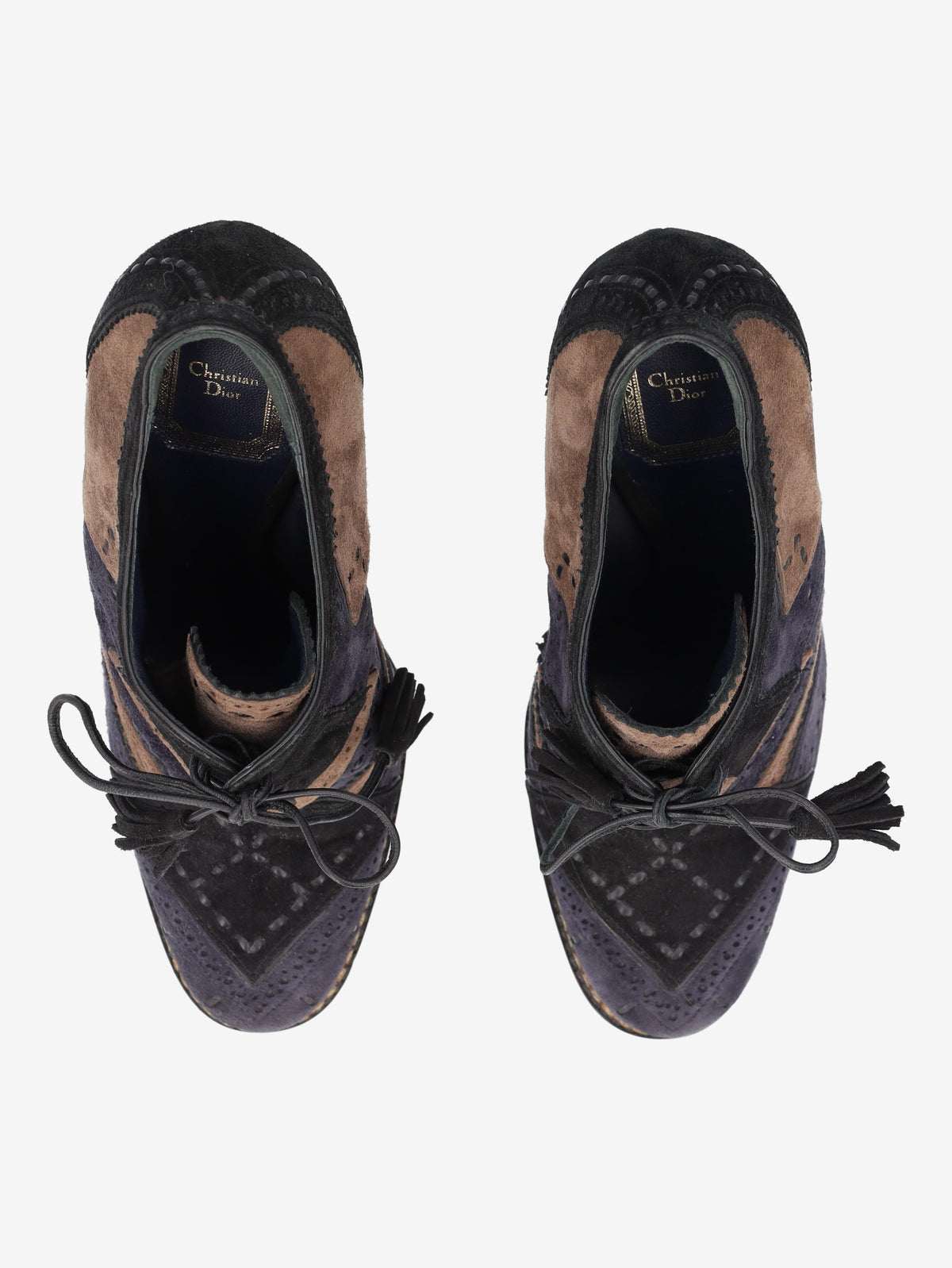 Christian Dior Fall 2011 Patchwork Suede Oxford Heel Boots CVB26.8.1  Christian Dior 