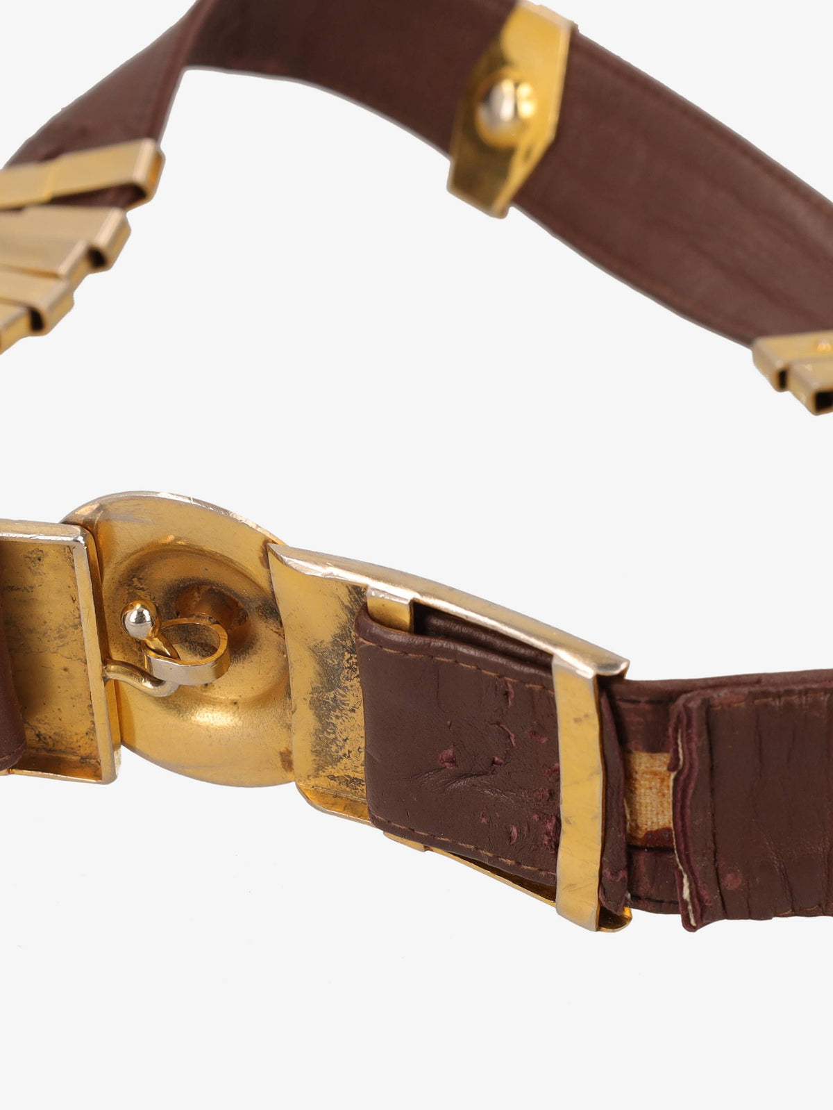 Vintage Leather Belt With Metal Details