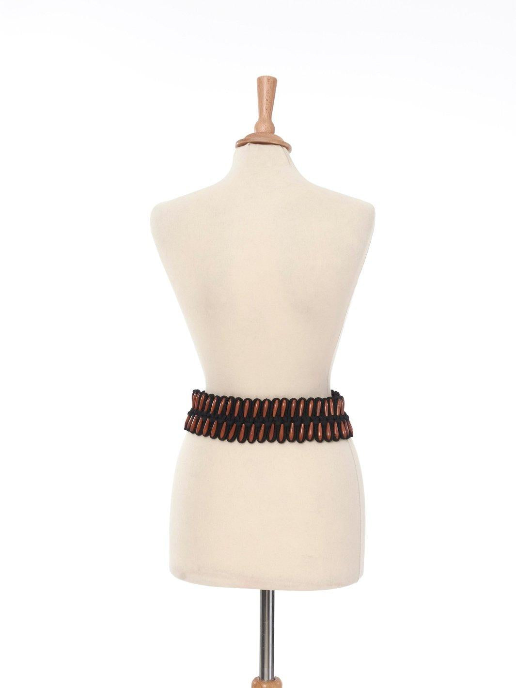 Yves Saint Laurent fabric and wood belt W22061010  YSL 