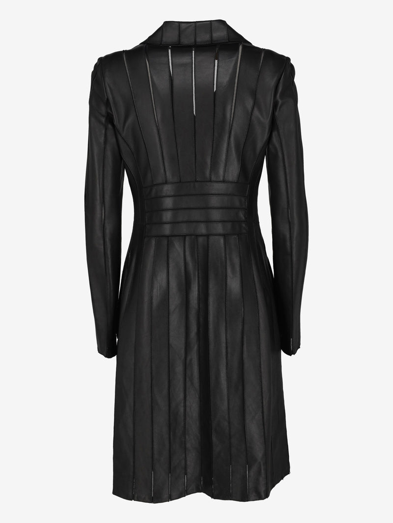 Versace Black Leather Double-Breasted Coat W7426.19  Versace 