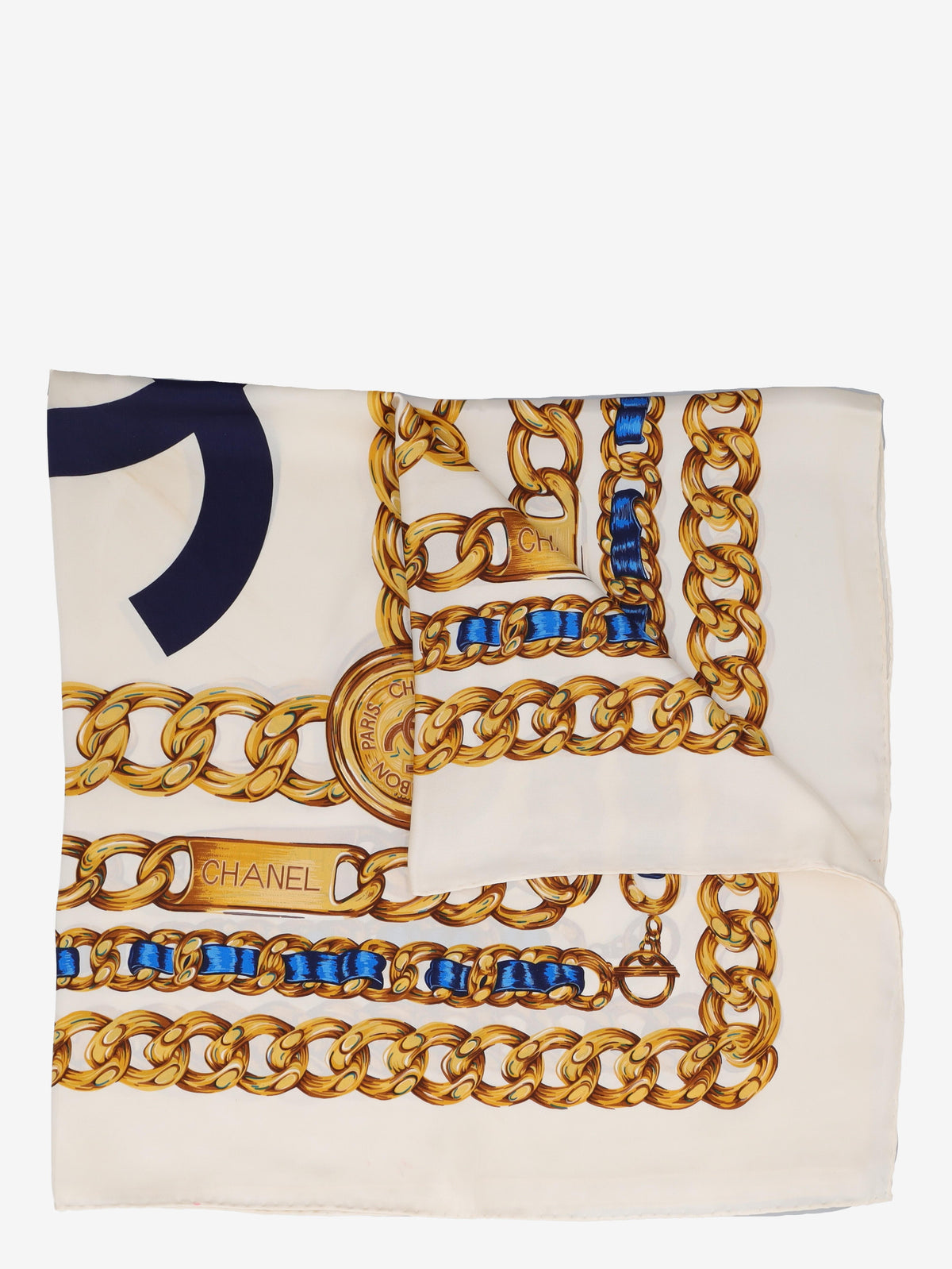 Chanel Chain and Logo Silk Scarf W27526.92  Chanel 