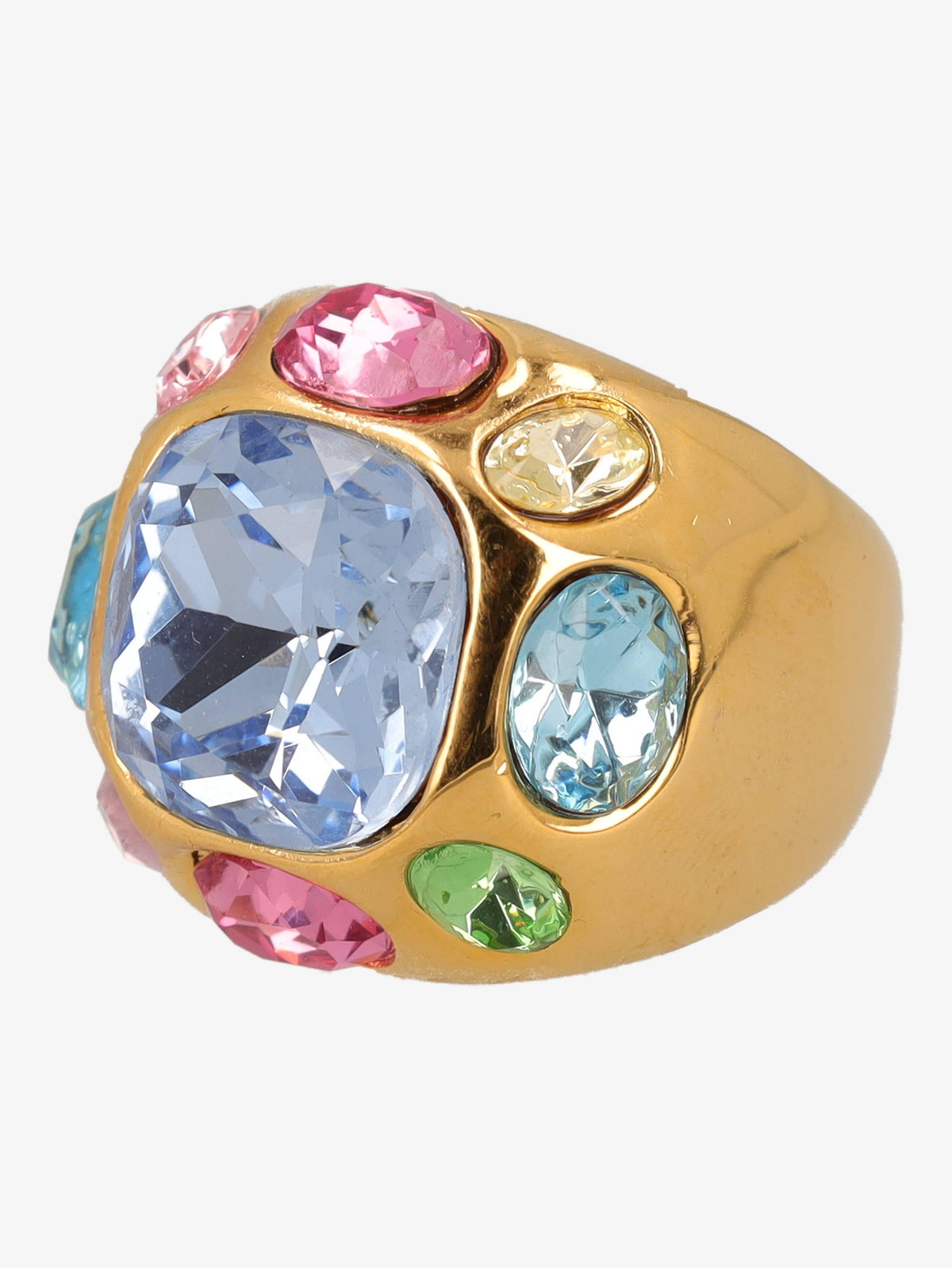 Kenneth Jay Lane Ring With Large Polychrome Stones CVR24.1.57  Kenneth Jay Lane 