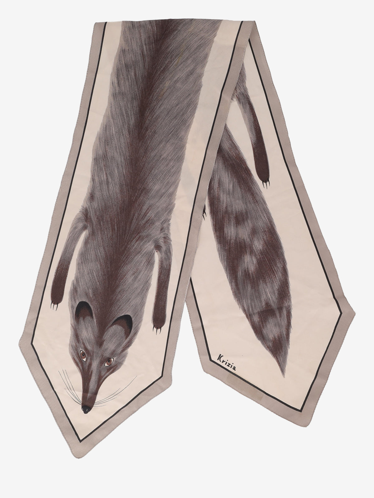 Krizia Trompe-l'Œil Mink Print Scarf W27526.84 . Krizia 