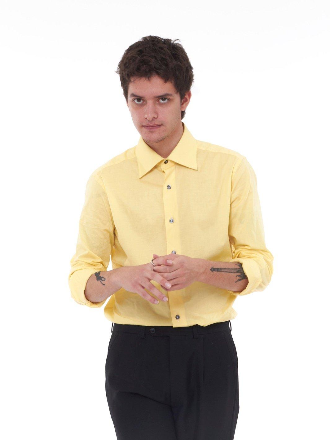 Y2K Basile long-sleeved yellow cotton shirt U224-16/4  Vintage 