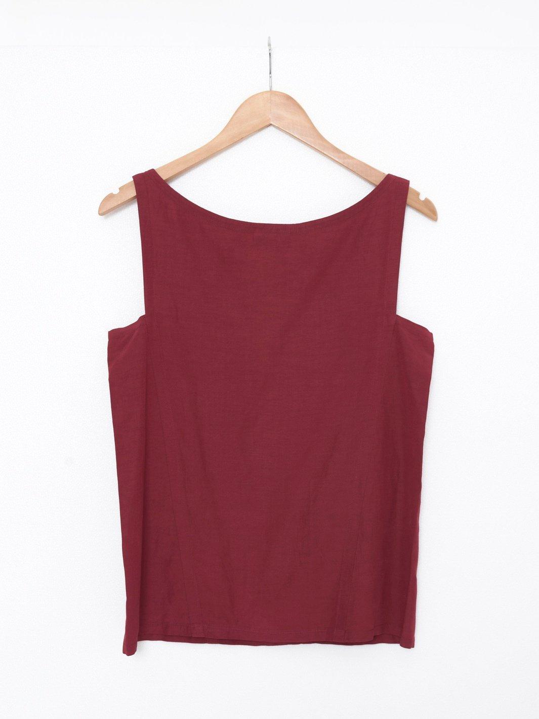 1980s Yves Saint Laurent Rive Gauche burgundy cotton sleeveless top W22051922  YSL 