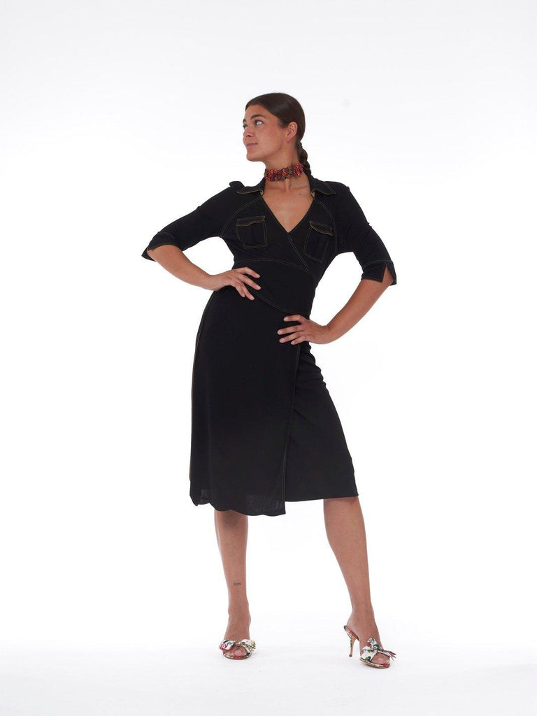 Y2K Diane Von Furstenberg black and beige wrap dress W22050408  Diane Von Furstenberg 