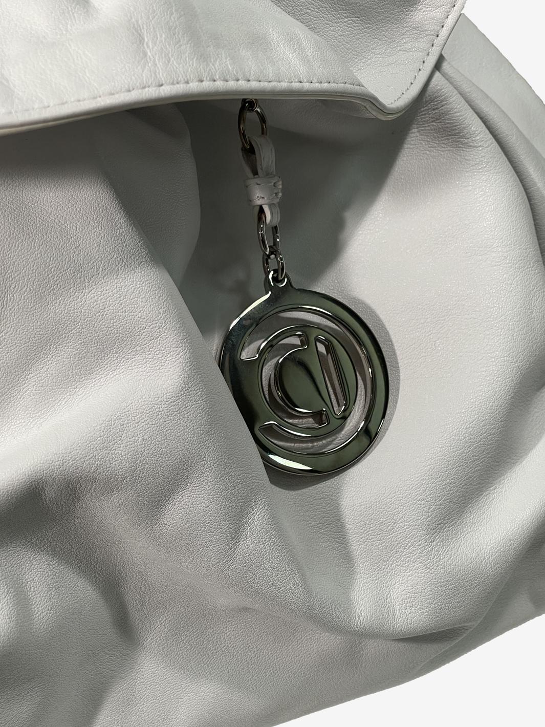 Christian Dior 白色褶边皮革包
