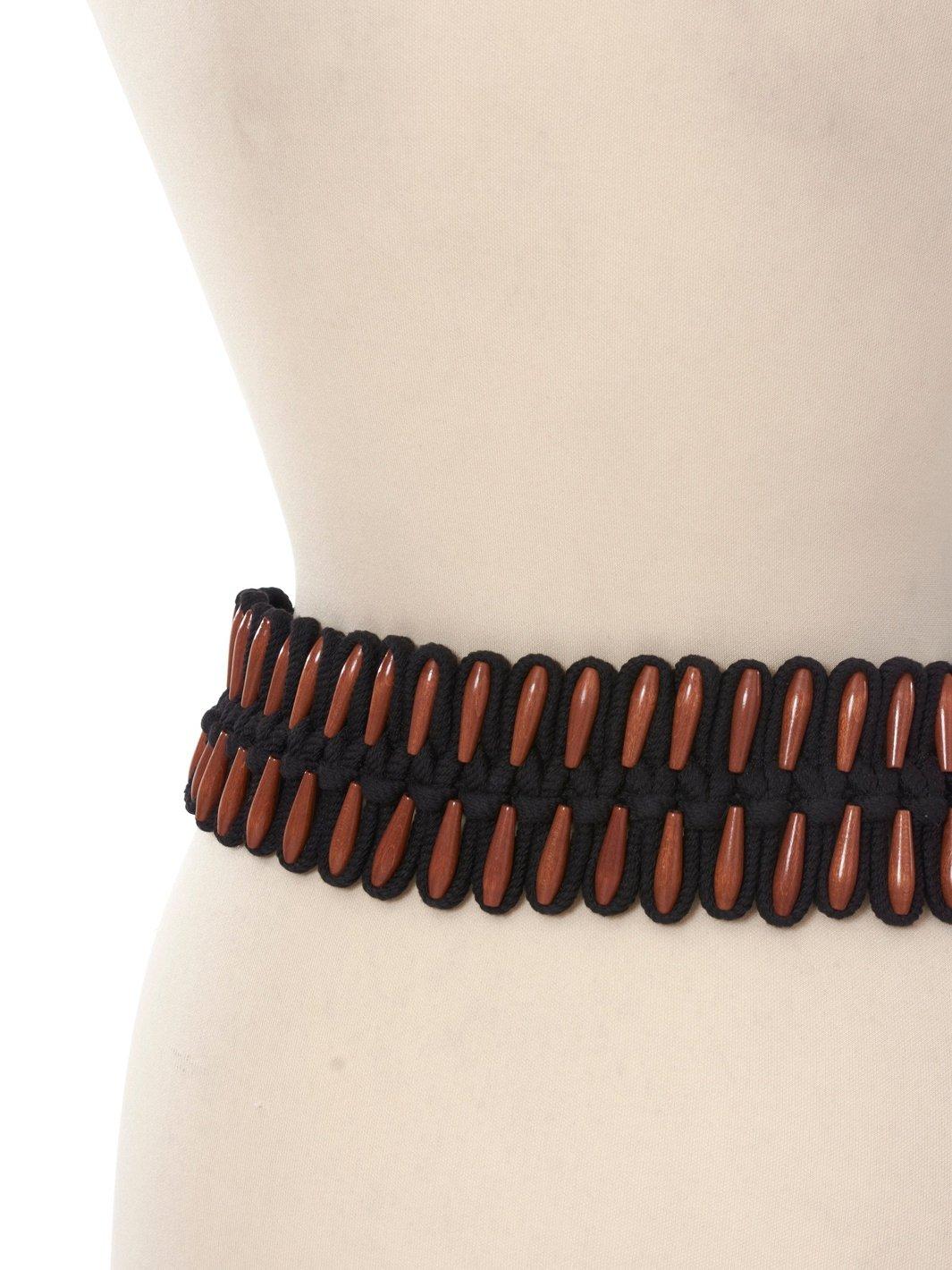 Yves Saint Laurent fabric and wood belt W22061010  YSL 