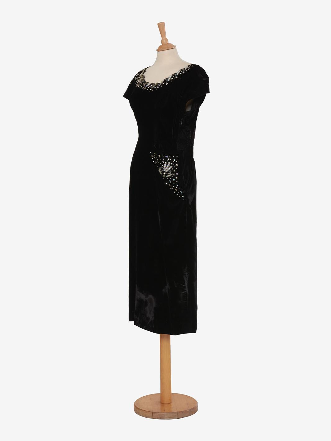 Vintage velvet dress with sequin embroidery - '40s AR005  Vintage 