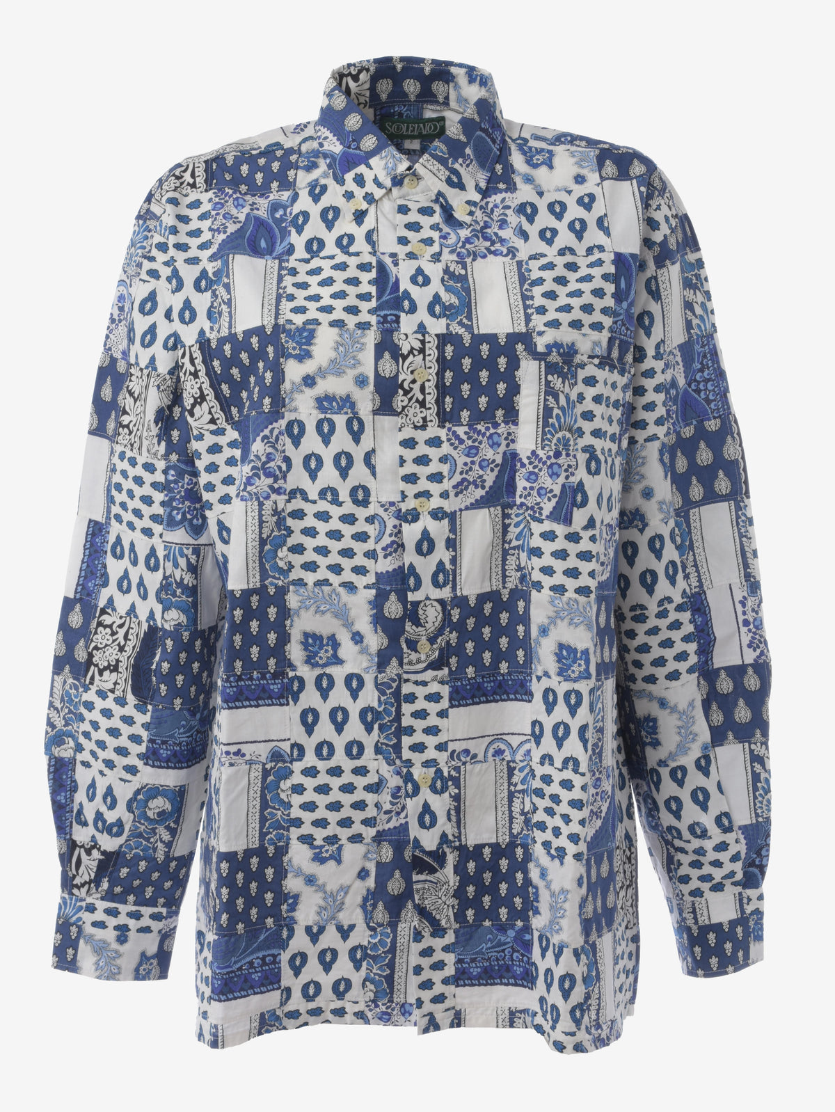 Souleiado Vintage Blue Patchwork Shirt WCV241010277  Souleiado 
