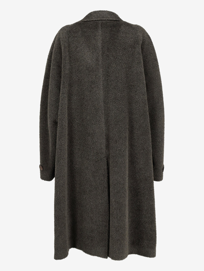 Vintage Double-Breasted Long Coat in Alpaca and Wool Blend MU260214.10  Caruso 