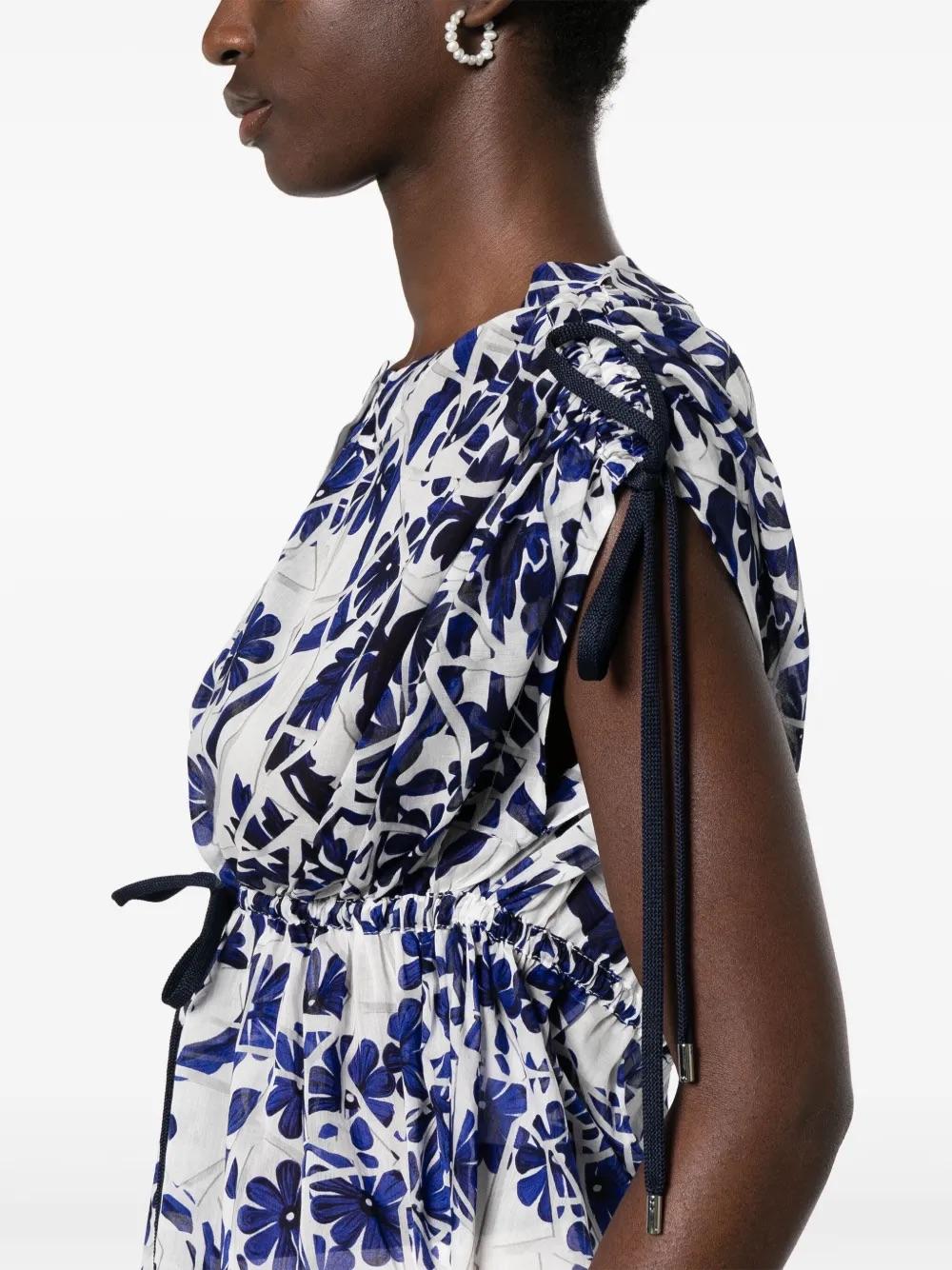 Gucci Floral-Print Semi-Sheer Cotton Mini Dress WCV241025  Gucci 