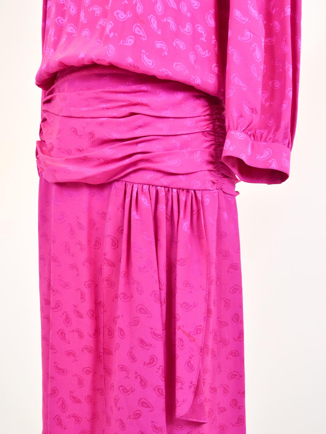 Maggy London by Jeannene Booher fuchsia silk dress, 80s W22041103  Maggy London 