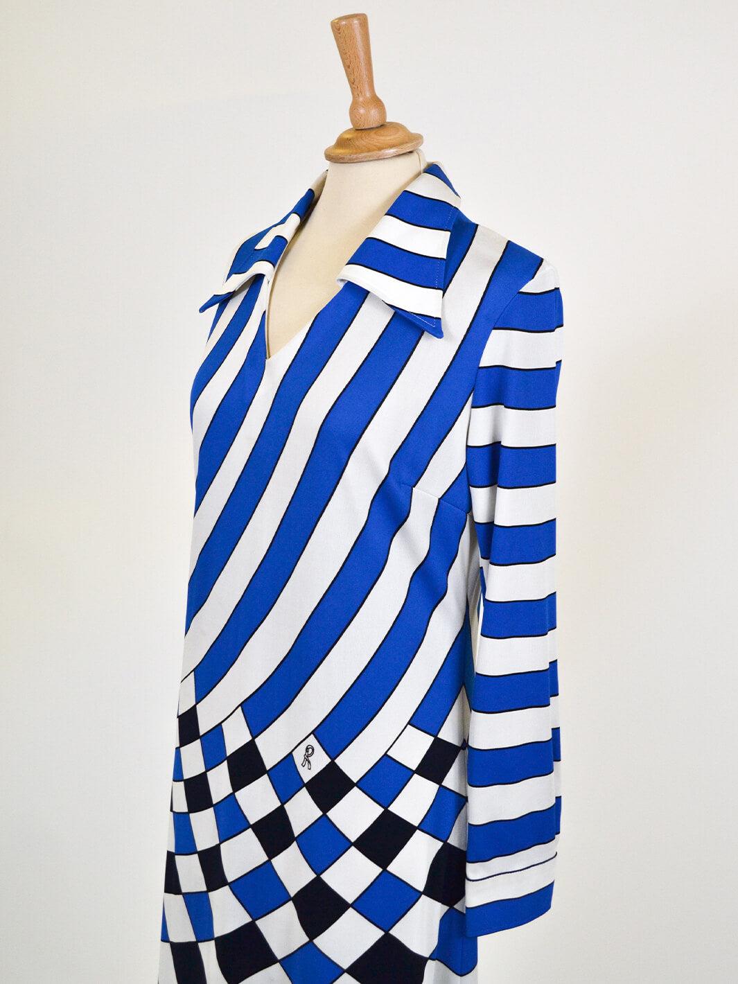 Roberta di Camerino blue and white dress, 70s W22040512  Roberta di Camerino 