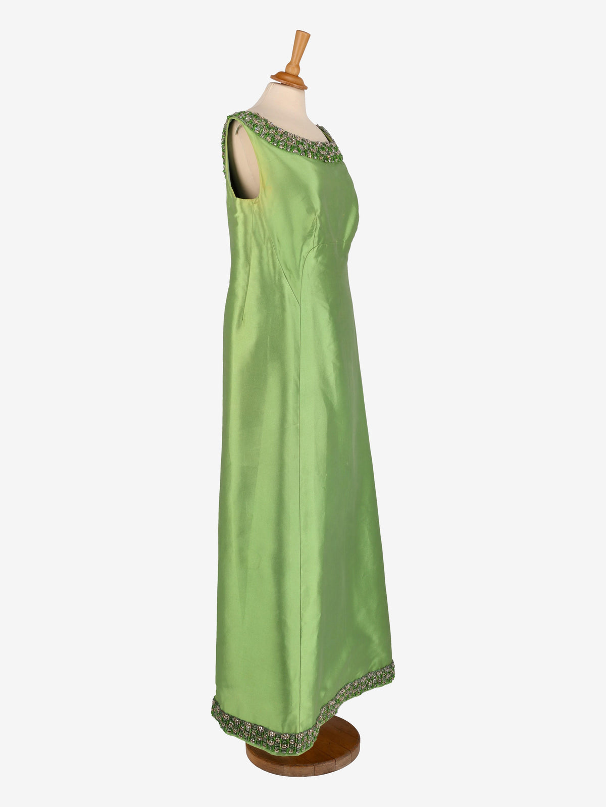 Satin Beaded Long Dress - 60s M1701749  Vintage 