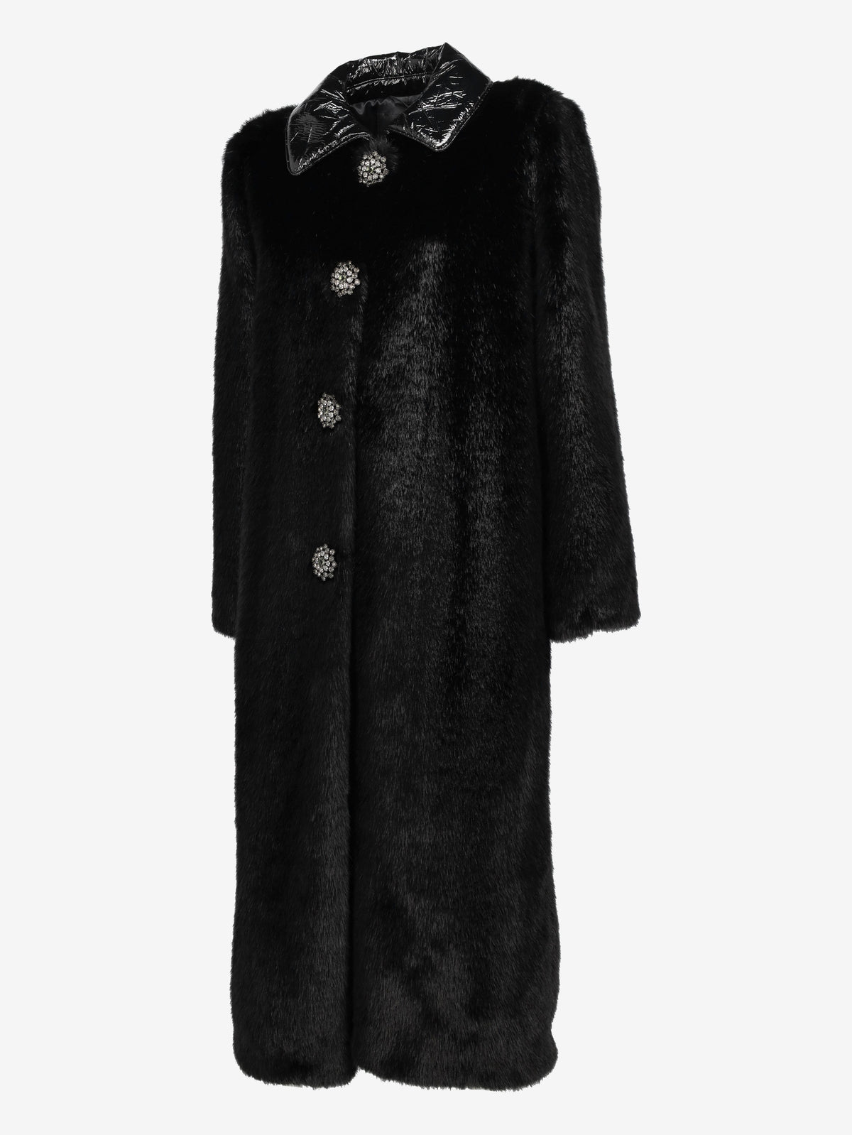 Ermanno Scervino Faux Fur Coat with Jewel Buttons CVM26.22.40  Ermanno Scervino 