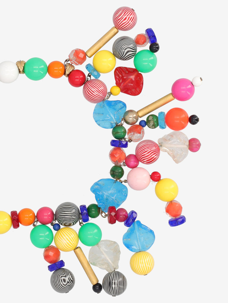 Multicolored Handcrafted Beaded Statement Necklace W27526.110  Vintage 