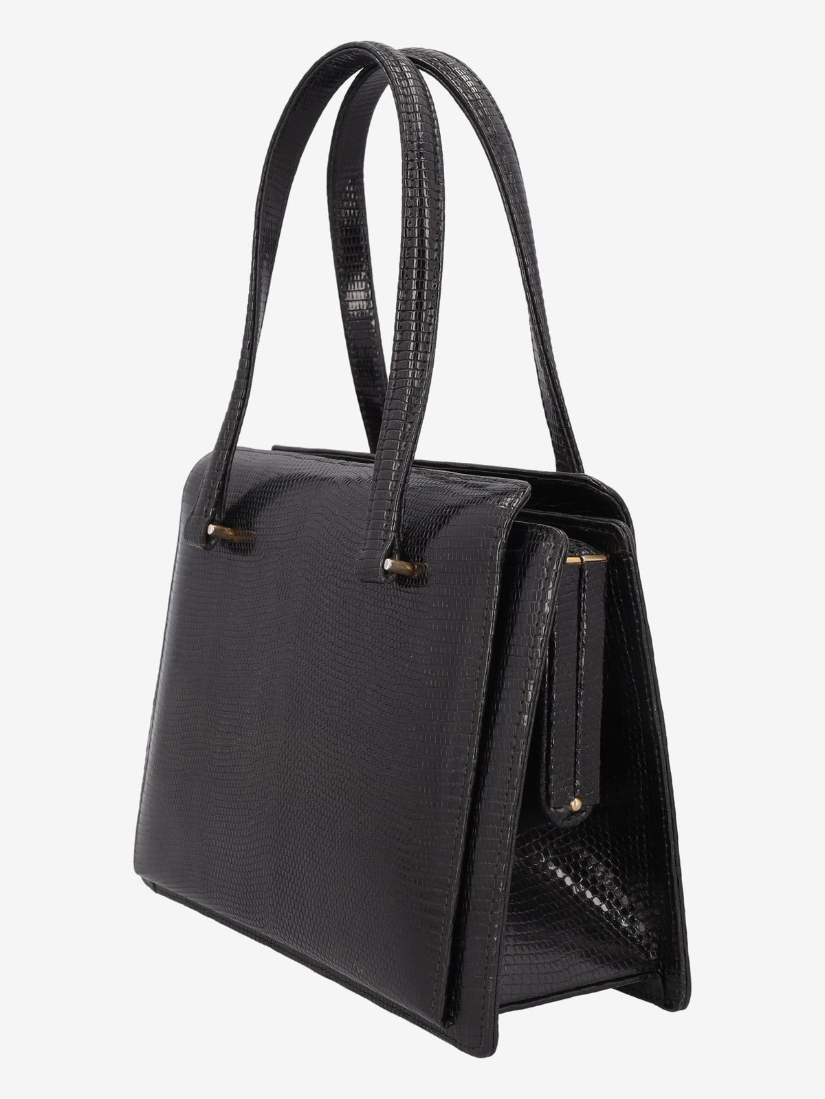 Vintage Black Lizard Leather Handbag WCV300625.38  Vintage 