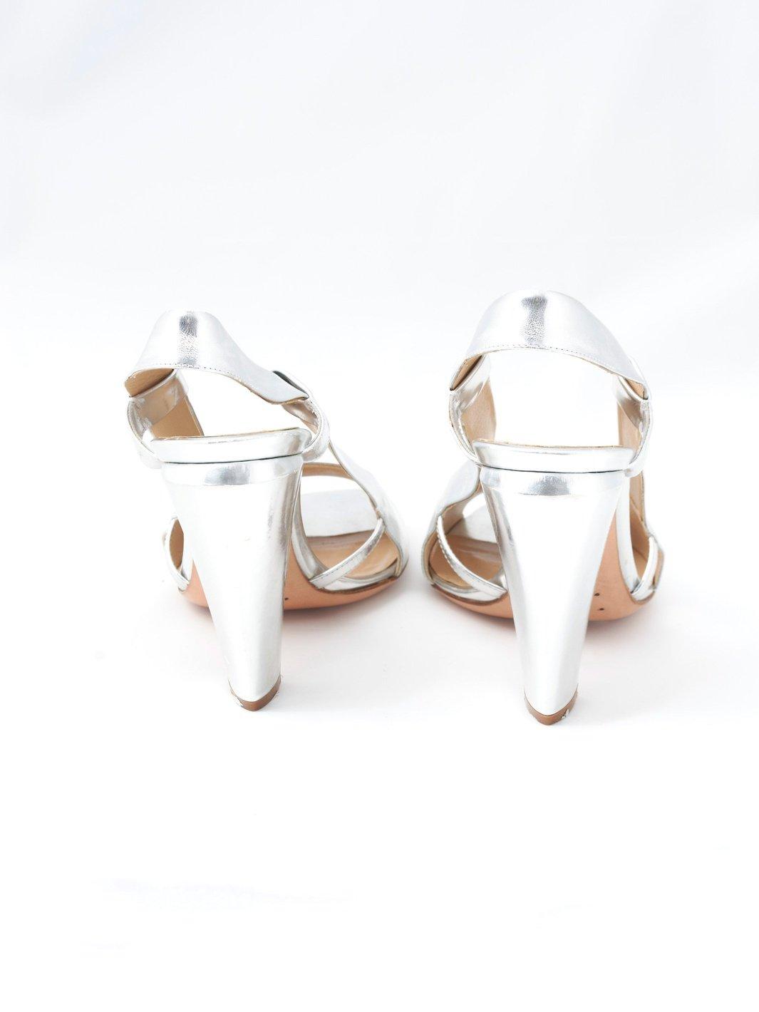 Y2K Costume National sandals in silver patent leather BR003215  Costume national 