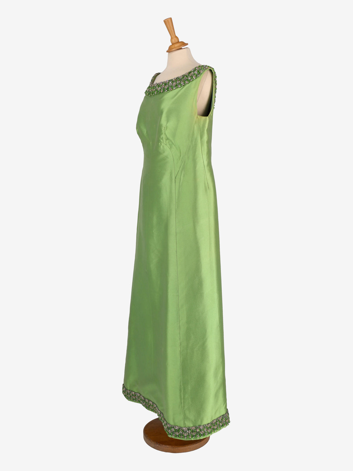 Satin Beaded Long Dress - 60s M1701749  Vintage 