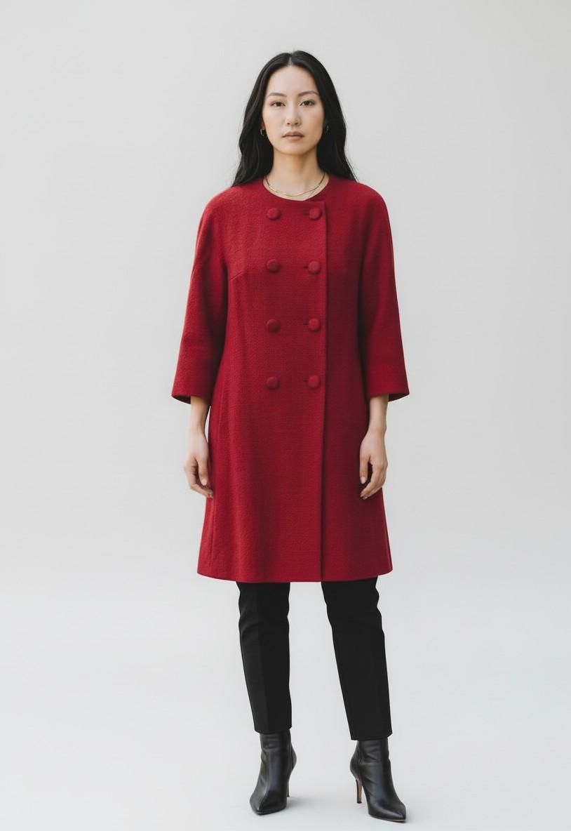 1960s Sorelle Fontana overcoat in red wool W22062103  Sorelle Fontana 