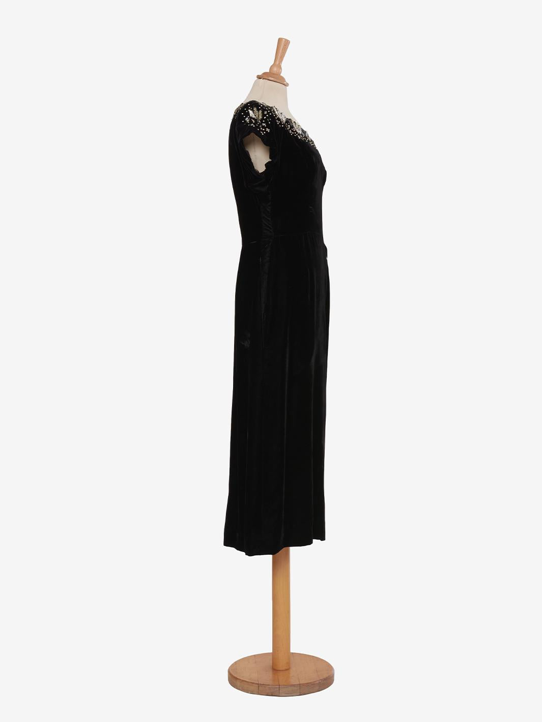 Vintage velvet dress with sequin embroidery - '40s AR005  Vintage 